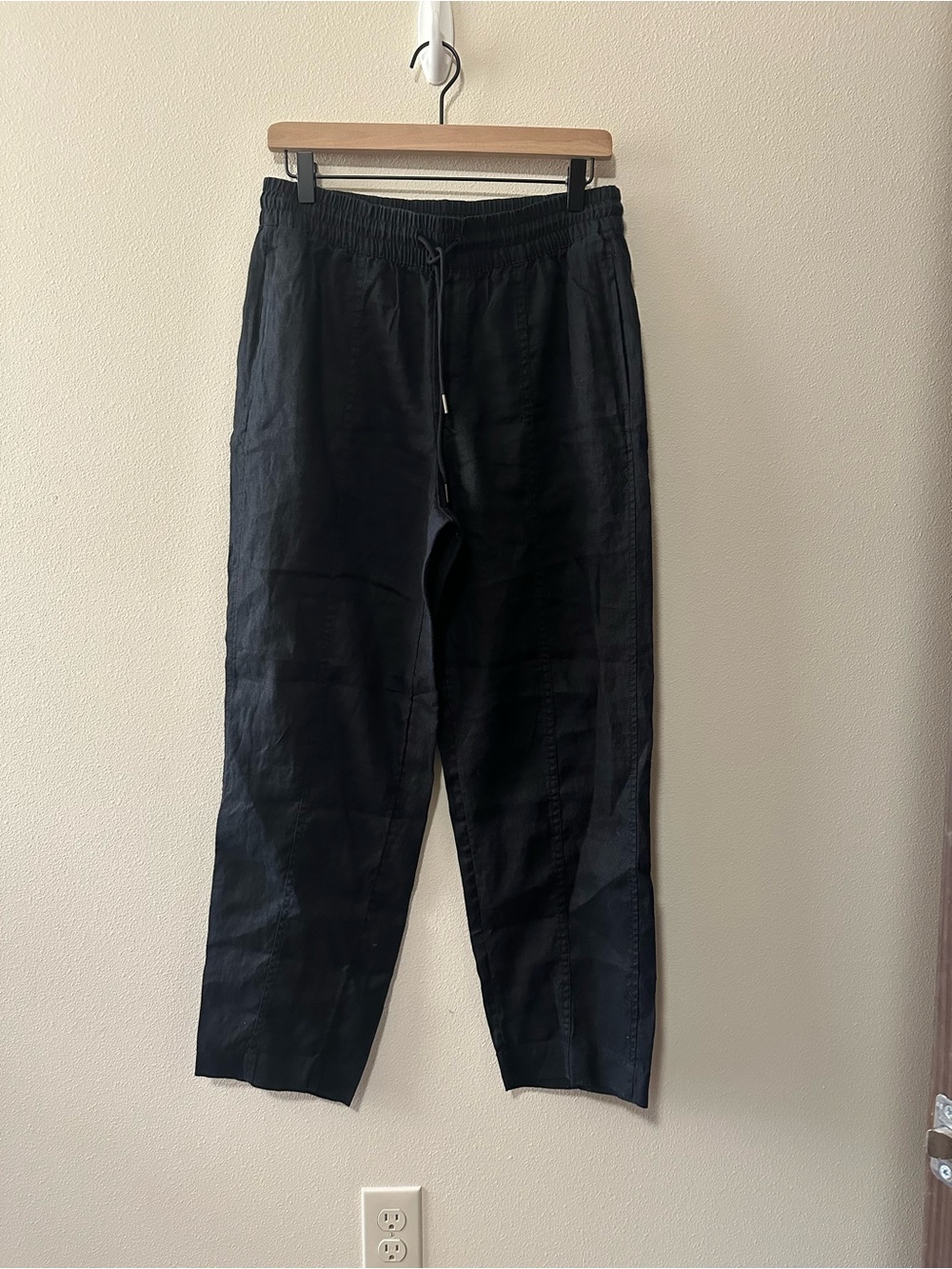 ATHLETA Retreat High Rise Linen Ankle Pant size Small Black #658556 - Picture 2 of 9
